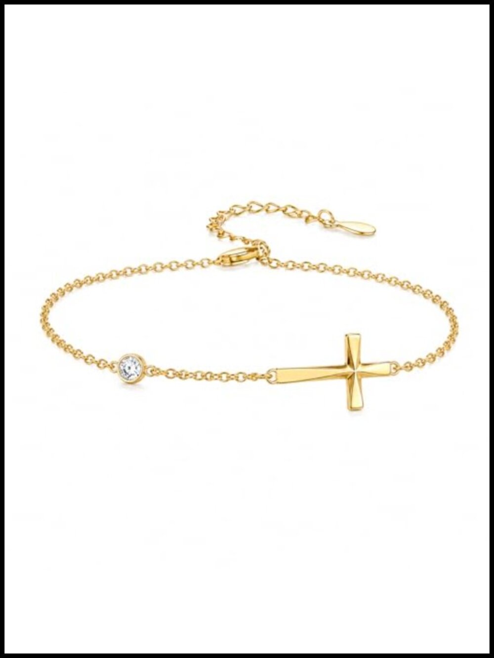 14K Gold Plated Cross Link Bracelet Christian Faith Jewelry Gift